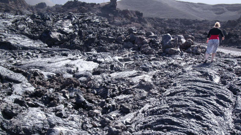 Old dark lava river