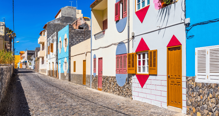 Colourful street in Santo Antao